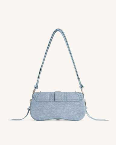 Joy Denim Embossed Curved Shoulder Bag - Blue Online Shopping - JW Pei