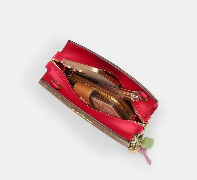 COACH Gia Crossbody Bag In Signature Canvas Im / Tan / Carnation CCK77 &mdash; фото 6 из 7