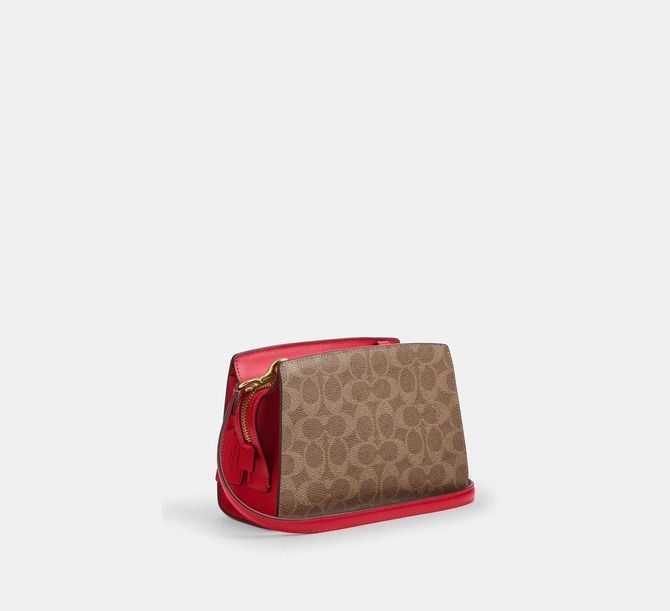 COACH Gia Crossbody Bag In Signature Canvas Im / Tan / Carnation CCK77 &mdash; фото 4 из 7