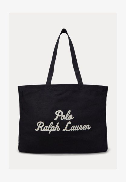 RALPH LAUREN Embroidered Canvas Tote Unisex Tote Bag Black BLACK 405962436-001 &mdash; фото 1 из 6