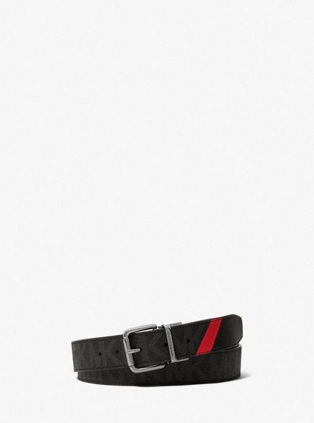 Reversible Striped Logo and Faux Leather Belt BLACK MICHAEL KORS — Фото, Картинка BAG❤BAG Купить оригинал Украина, Киев, Житомир, Львов, Одесса ❤bag-bag.com.ua