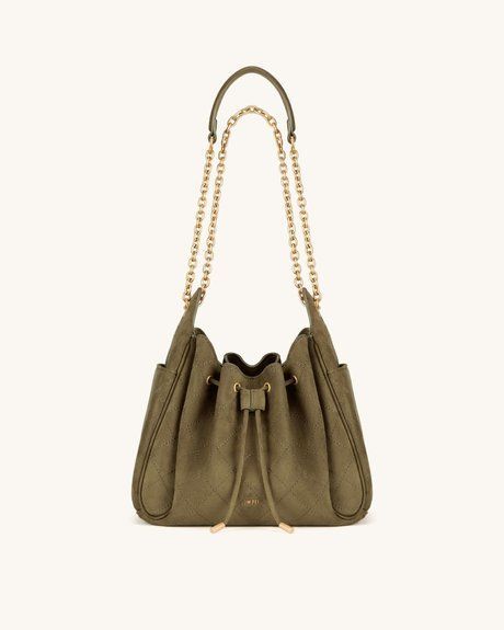 JW PEI Rowan Faux Suede Quilted Chain Bucket Bag Olive Green BG143349JWP &mdash; фото 1 з 4