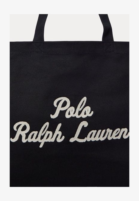 RALPH LAUREN Embroidered Canvas Tote Unisex Tote Bag Black BLACK 405962436-001 &mdash; фото 6 из 6