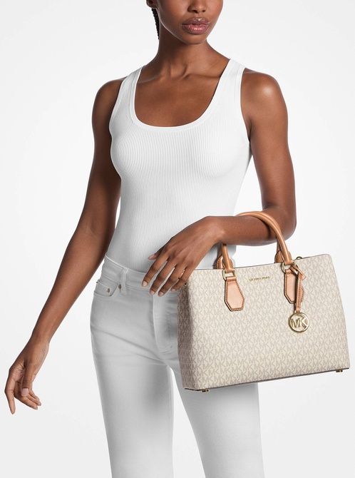 MICHAEL KORS Camille Large Signature Logo Satchel VANILLA / ACORN 30F5GCAS9B &mdash; фото 3 из 3