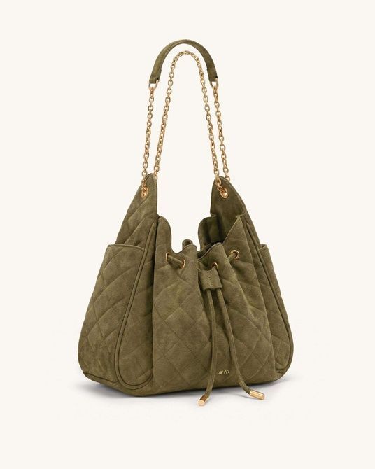 JW PEI Rowan Faux Suede Quilted Chain Bucket Bag Olive Green BG143349JWP &mdash; фото 2 з 2