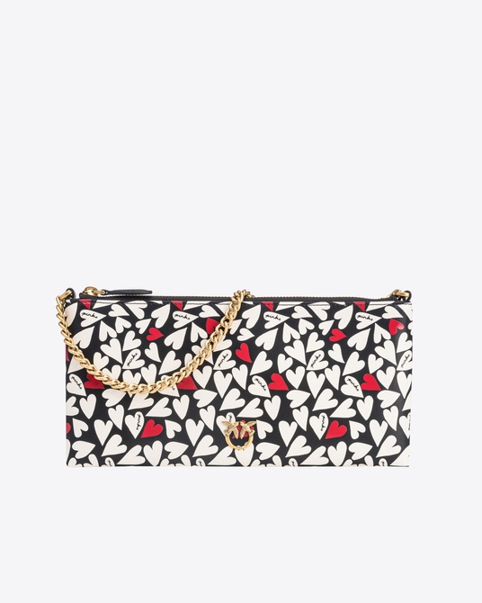 Horizontal Flat Bag with heart print GOLD Pinko — Фото, Картинка BAG❤BAG Придбати оригінал Україна, Київ, Житомир, Львів, Одеса ❤bag-bag.com.ua