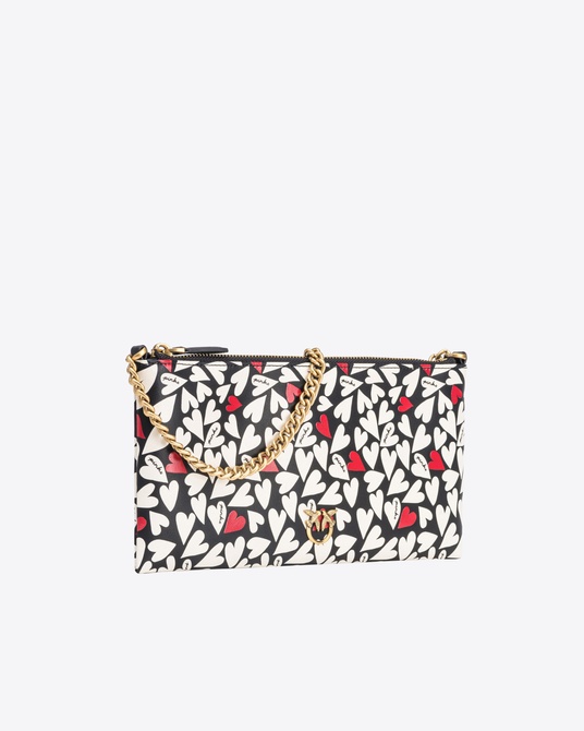 Horizontal Flat Bag with heart print GOLD Pinko — Фото, Картинка BAG❤BAG Придбати оригінал Україна, Київ, Житомир, Львів, Одеса ❤bag-bag.com.ua