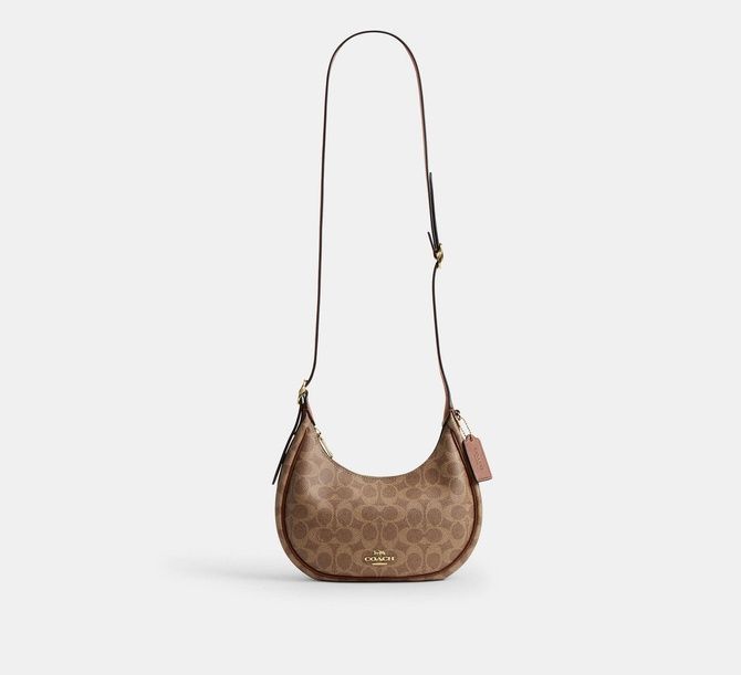 COACH Emily Shoulder Bag In Signature Canvas Gold / Tan / Brown CDX17 &mdash; фото 10 из 11