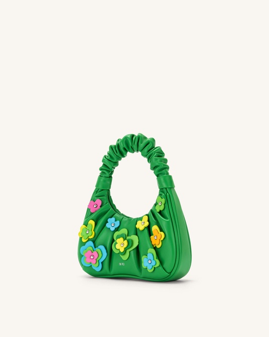 Gabbi Floral Medium Ruched Hobo Handbag GREEN JW PEI — Фото, Картинка BAG❤BAG Купить оригинал Украина, Киев, Житомир, Львов, Одесса ❤bag-bag.com.ua