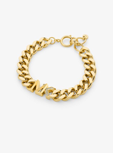 14K Gold-Plated Brass Pavé Logo Curb Link Bracelet GOLD MICHAEL KORS — Фото, Картинка BAG❤BAG Купить оригинал Украина, Киев, Житомир, Львов, Одесса ❤bag-bag.com.ua