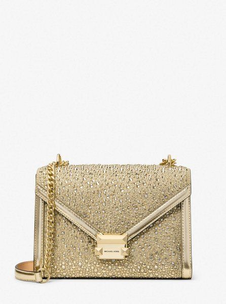 MICHAEL KORS Whitney Medium Embellished Metallic Shoulder Bag PALE GOLD 35F5GWHL8S &mdash; фото 1 из 3