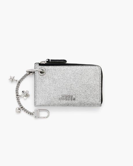 MARC JACOBS The Coated Glitter Everyday Top Zip Charm Wallet SILVER 2R5SCH010S02 &mdash; фото 1 из 4