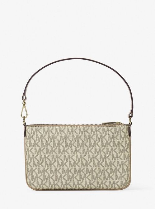 MICHAEL KORS Jet Set Small Metallic Signature Logo Wristlet PALE GOLD 35T5GTVW1M &mdash; фото 3 из 6