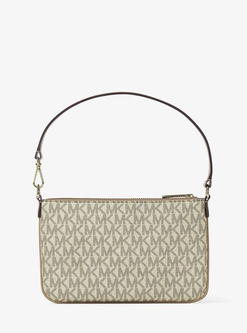 MICHAEL KORS Jet Set Small Metallic Signature Logo Wristlet PALE GOLD 35T5GTVW1M &mdash; фото 6 из 6
