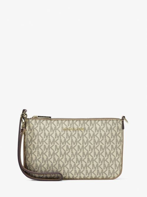 MICHAEL KORS Jet Set Small Metallic Signature Logo Wristlet PALE GOLD 35T5GTVW1M &mdash; фото 4 из 6