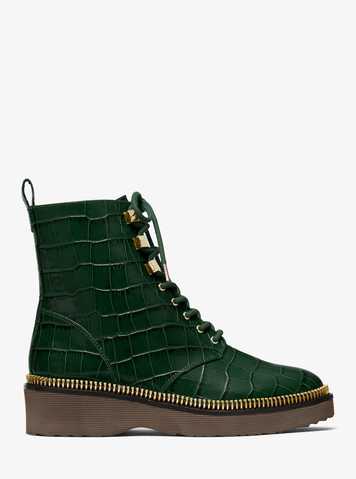 michael kors green combat boots