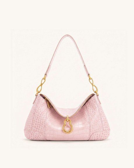 JW PEI Jayla Metal Pendant Embellished Shoulder Bag Pink Croc BG151158JWP &mdash; фото 1 из 2