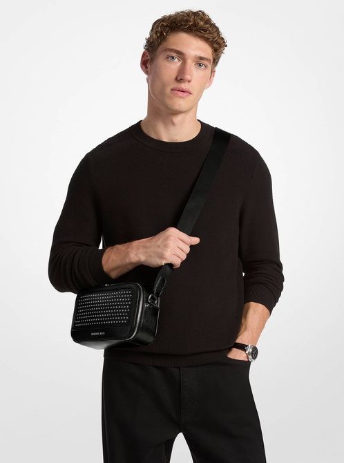 MICHAEL KORS Hudson Grommeted Leather Crossbody Bag BLACK 33F5SHDM5O &mdash; фото 3 из 3