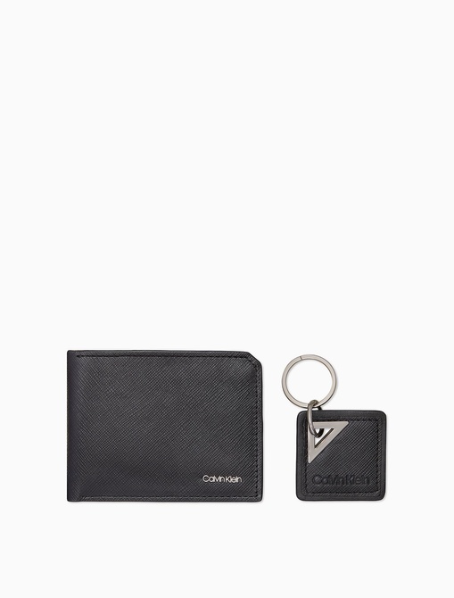 Matte Saffiano Leather Wallet + Key Fob Set BLACK Calvin Klein — Фото, Картинка BAG❤BAG Купить оригинал Украина, Киев, Житомир, Львов, Одесса ❤bag-bag.com.ua