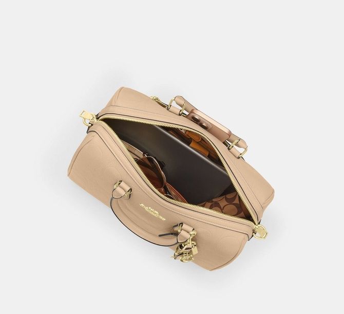 COACH Rowan Large Satchel Bag In Signature Leather GOLD CCD53 &mdash; фото 7 из 9