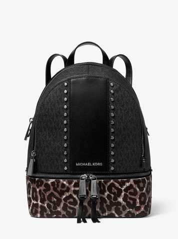 black leopard michael kors backpack