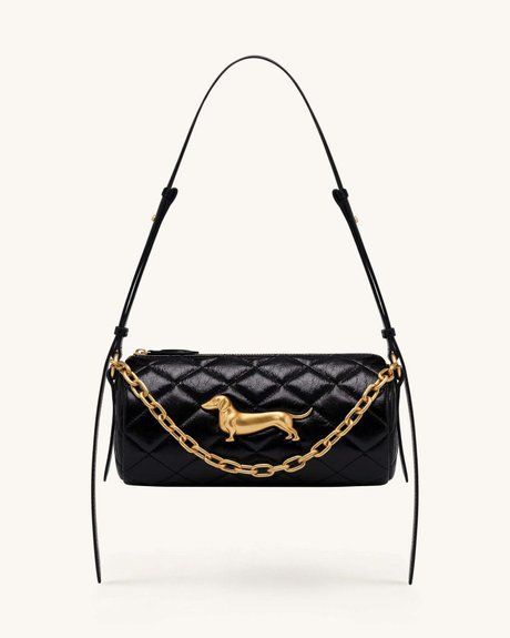 JW PEI Dachshund Quilted Chain Shoulder Bag BLACK BG148435JWP &mdash; фото 1 из 4