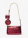 MICHAEL KORS Jet Set Small Metallic Logo Debossed Crossbody Bag with Case for Apple Airpods Pro&reg; CHERRY 35F5GTVC1O &mdash; фото 1 из 4