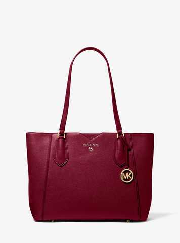 mae medium pebbled leather and logo tote bag