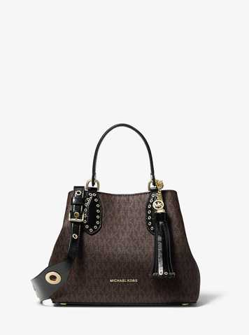 mk brooklyn small logo satchel