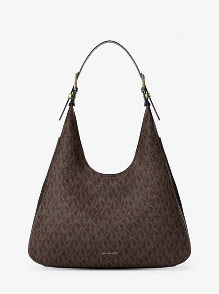 MICHAEL KORS Nolita Large Signature Logo Shoulder Bag BROWN / BLK 30F5GY5H7B &mdash; фото 1 из 10