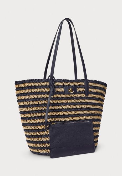 RALPH LAUREN Striped Straw Large Brie Tote Bag Tote Bag Refined navy 431959019-002 &mdash; фото 5 из 6