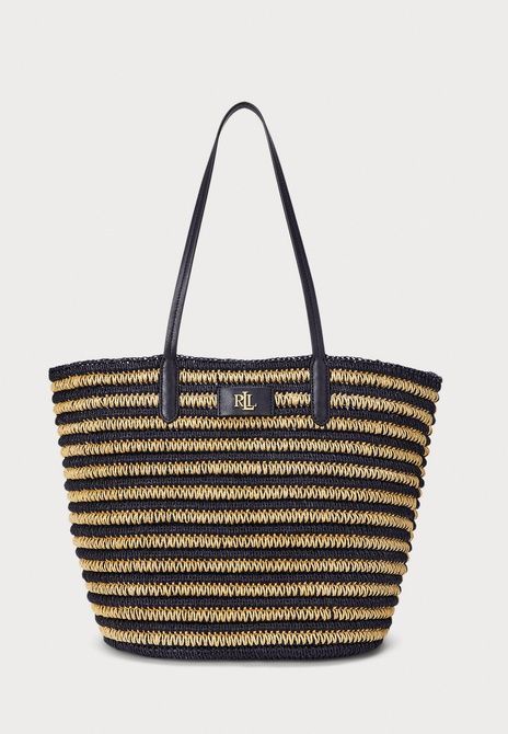 RALPH LAUREN Striped Straw Large Brie Tote Bag Tote Bag Refined navy 431959019-002 &mdash; фото 2 из 6