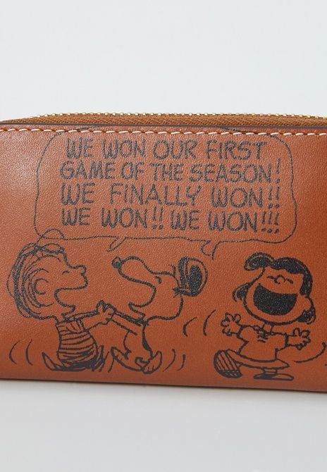 COACH Peanuts Newspaper Print Small Zip Around Card Case Wallet Hazelnut Hazelnut CBG20-B4SN7 &mdash; фото 4 з 4