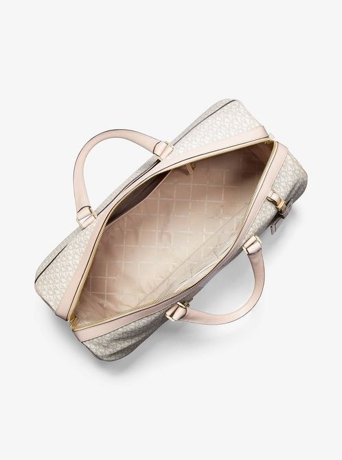 MICHAEL KORS Bedford Travel Extra-Large Logo Stripe Weekender Bag VANILLA / SOFT PINK 30F9G07U4B &mdash; фото 2 из 7