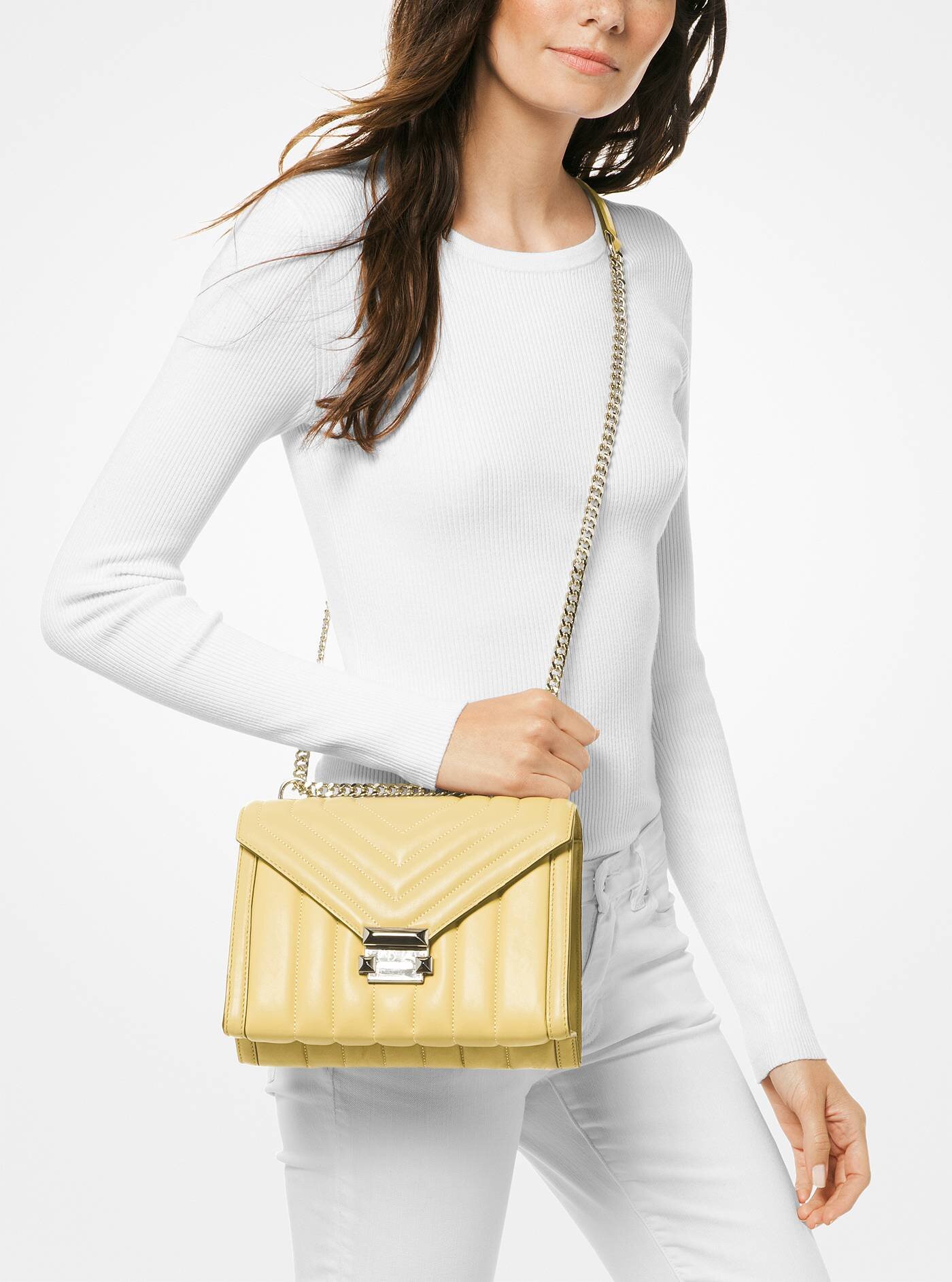 michael michael kors whitney large quilted leather shoulder bag