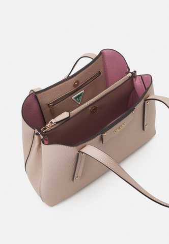 GUESS Eco Brenton Girlfriend Satchel, Almond: Handbags