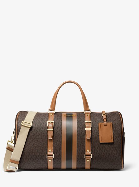 Bedford Travel Extra-Large Logo Stripe Weekender Bag BRN / ACORN MICHAEL KORS — Фото, Картинка BAG❤BAG Купить оригинал Украина, Киев, Житомир, Львов, Одесса ❤bag-bag.com.ua