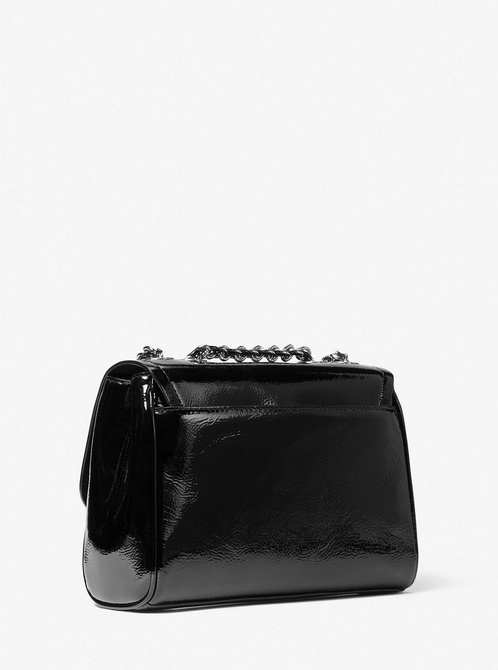 Parker Medium Crinkled Patent Leather Shoulder Bag BLACK MICHAEL KORS — Фото, Картинка BAG❤BAG Купить оригинал Украина, Киев, Житомир, Львов, Одесса ❤bag-bag.com.ua