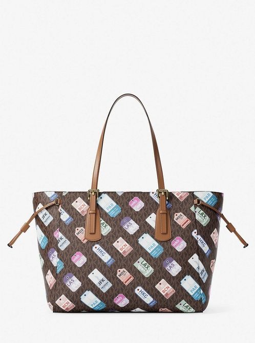 MICHAEL KORS Voyager Large Printed Signature Logo Tote Bag BROWN 35R6GV6T7V &mdash; фото 3 из 5