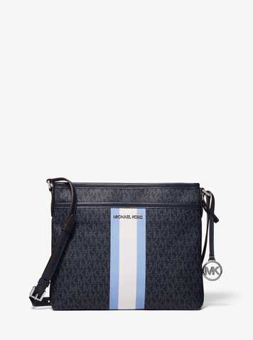 michael kors bedford small logo stripe crossbody bag