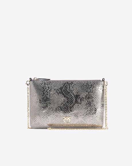 PINKO Galleria punched reptile-print Classic Flat Love Bag GOLD Pinko — Фото, Картинка BAG❤BAG Придбати оригінал Україна, Київ, Житомир, Львів, Одеса ❤bag-bag.com.ua