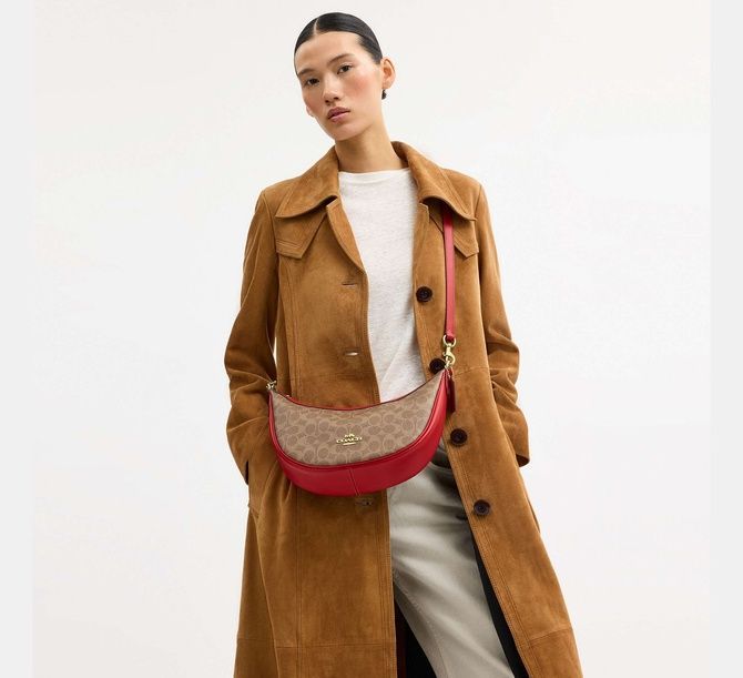 COACH Aria Shoulder Bag In Signature Canvas Im / Tan / Carnation CCL26 &mdash; фото 2 з 10