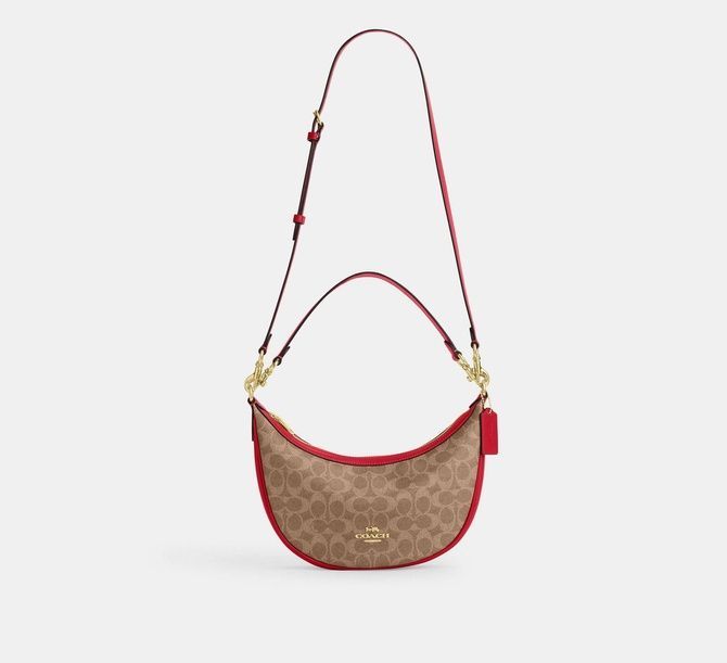 COACH Aria Shoulder Bag In Signature Canvas Im / Tan / Carnation CCL26 &mdash; фото 10 з 10