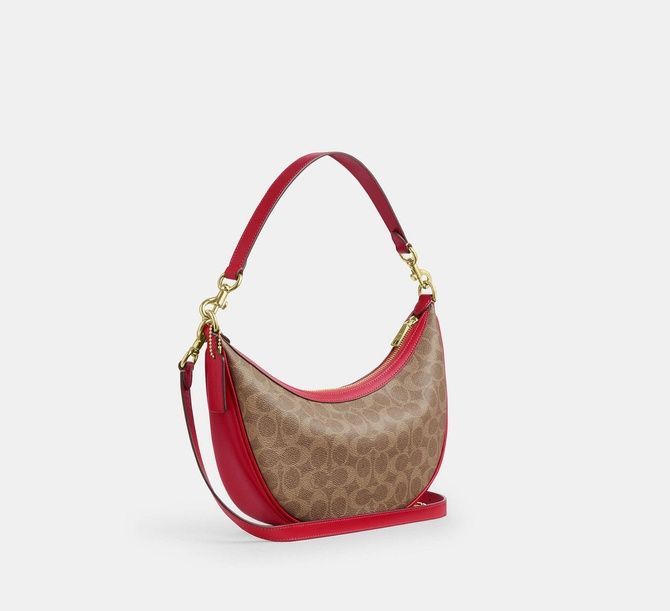 COACH Aria Shoulder Bag In Signature Canvas Im / Tan / Carnation CCL26 &mdash; фото 5 з 10