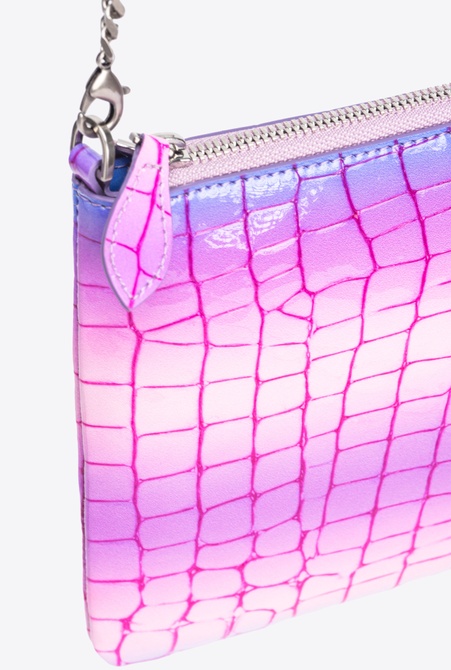 PINKO Galleria shiny fade-effect croc-print Classic Flat Love Bag PINK / PURPLE-OLD SILVER Pinko — Фото, Картинка BAG❤BAG Придбати оригінал Україна, Київ, Житомир, Львів, Одеса ❤bag-bag.com.ua