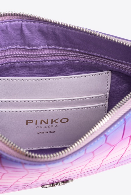 PINKO Galleria shiny fade-effect croc-print Classic Flat Love Bag PINK / PURPLE-OLD SILVER Pinko — Фото, Картинка BAG❤BAG Придбати оригінал Україна, Київ, Житомир, Львів, Одеса ❤bag-bag.com.ua