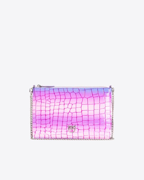 PINKO Galleria shiny fade-effect croc-print Classic Flat Love Bag PINK / PURPLE-OLD SILVER Pinko — Фото, Картинка BAG❤BAG Придбати оригінал Україна, Київ, Житомир, Львів, Одеса ❤bag-bag.com.ua