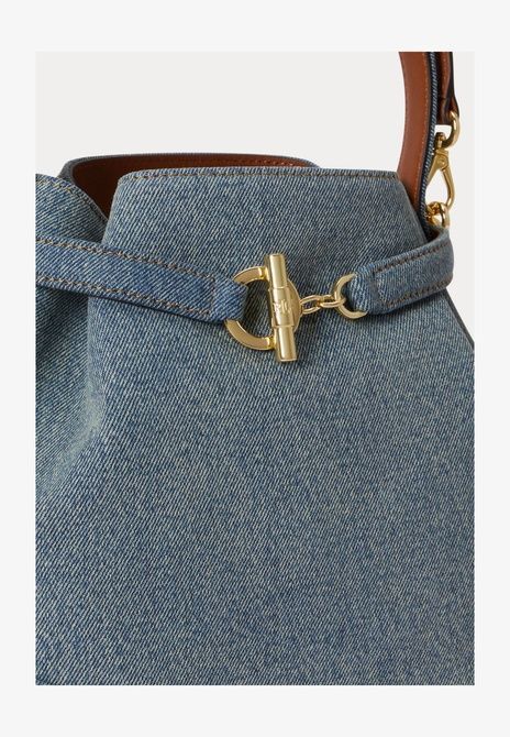 RALPH LAUREN Washed Denim Medium Blaike Bucket Bag Handbag BLUE 431P10498-001 &mdash; фото 7 из 7