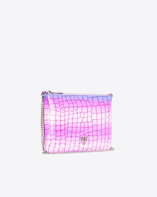 PINKO Galleria shiny fade-effect croc-print Classic Flat Love Bag PINK / PURPLE-OLD SILVER Pinko — Фото, Картинка BAG❤BAG Придбати оригінал Україна, Київ, Житомир, Львів, Одеса ❤bag-bag.com.ua