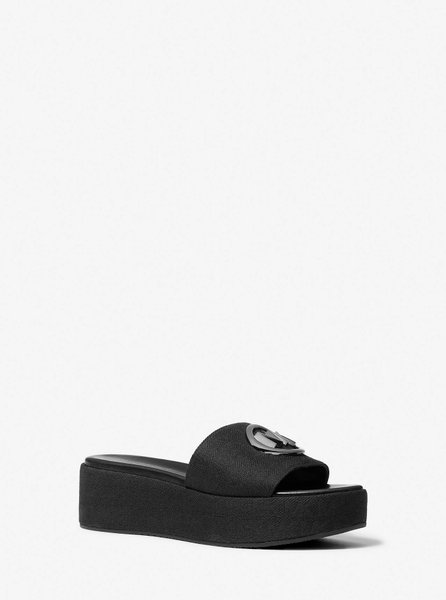 Sadler Logo Jacquard Wedge Sandal BLACK MICHAEL KORS — Фото, Картинка BAG❤BAG Купить оригинал Украина, Киев, Житомир, Львов, Одесса ❤bag-bag.com.ua
